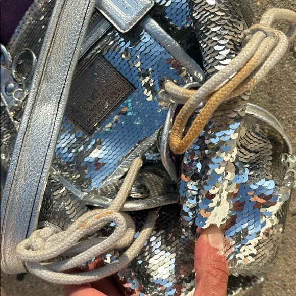 Coach Poppy silver Sequins Spotlight Handbag bag charm RARE Limited Edition Y2K